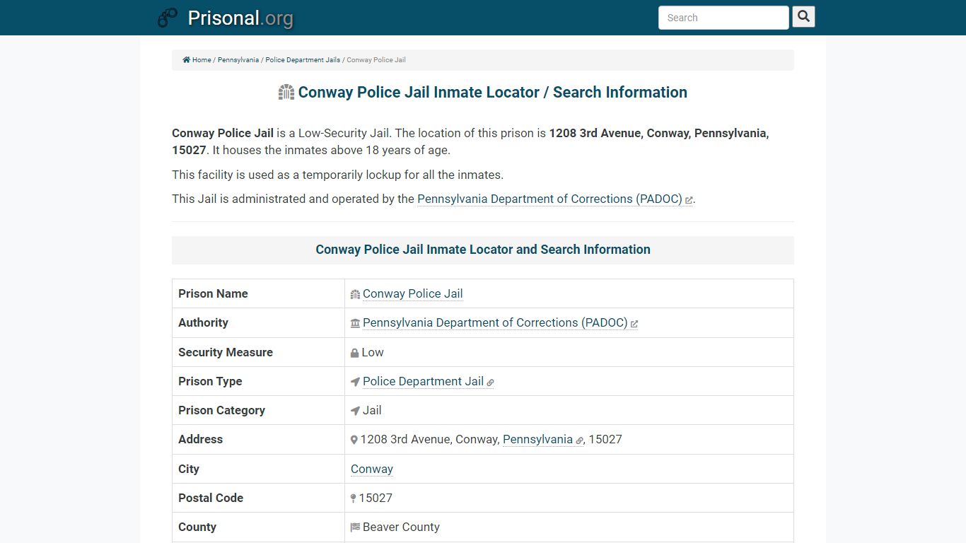 Conway Police Jail-Inmate Locator/Search Info, Phone, Fax ...